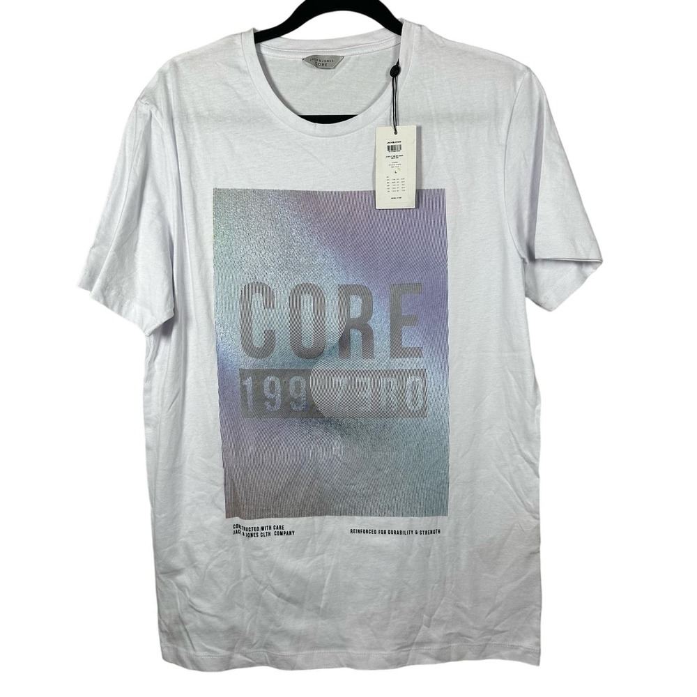 NWT Jack and Jones Core Large White JCofly Short Sleeve Crew Neck‎ TShirt